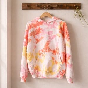Trina Turk Mazie Tie Dye Pullover Hoodie Sweatshirt Multicolor XL 100% Cotton